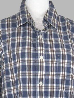 Eddie Bauer Men's Plaid Long-Sleeve Button-Up Dress Shirt Size M (C1989)